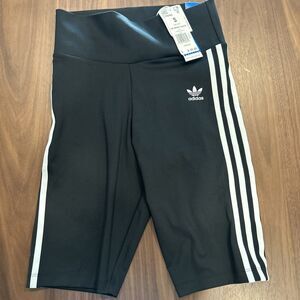 Adidas Originals Womens 3-Stripes High Waist Bike Shorts Black Size S NWT